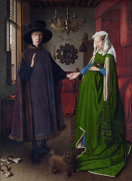 Jan Van Eyck Untitled, known in English as The Arnolfini Portrait, The Arnolfini Wedding, The Arnolfini Marriage, The Arnolfini Double Portrait, or Portrait of Gio